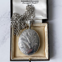 Load image into Gallery viewer, Antique Victorian Aesthetic Engraved Silver Locket Necklace