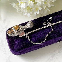 Carica l'immagine nel visualizzatore di Gallery, Victorian Scottish Silver & Citrine Grouse Claw Kilt Pin, Boxed