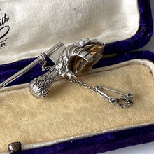 Carica l'immagine nel visualizzatore di Gallery, Victorian Scottish Silver & Citrine Grouse Claw Kilt Pin, Boxed