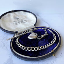 Carica l'immagine nel visualizzatore di Gallery, Edwardian Small Silver Albert Watch Chain & Heart Charm Fob