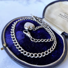 Carica l'immagine nel visualizzatore di Gallery, Edwardian Small Silver Albert Watch Chain & Heart Charm Fob