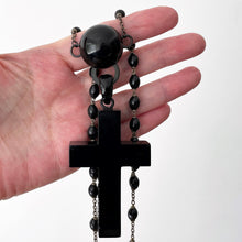 Carica l'immagine nel visualizzatore di Gallery, Huge Victorian Whitby Jet Cross Pendant Necklace