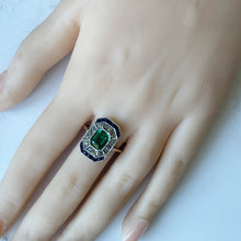 Carica l'immagine nel visualizzatore di Gallery, Art Deco Antique Paste Emerald, Sapphire & Diamond Ring
