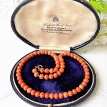 Carica l'immagine nel visualizzatore di Gallery, Antique 9ct Gold Red Coral Bead Necklace