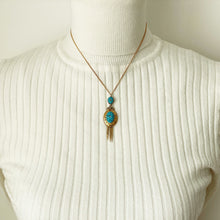 Carica l'immagine nel visualizzatore di Gallery, Etruscan Revival 18ct Gold Turquoise & Diamond Pendant