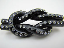 Charger l'image dans la galerie, 1930s Art Deco Black Bakelite & Rhinestone Knot Brooch. - MercyMadge