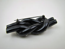 Charger l'image dans la galerie, 1930s Art Deco Black Bakelite & Rhinestone Knot Brooch. - MercyMadge