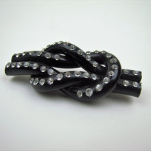 Charger l'image dans la galerie, 1930s Art Deco Black Bakelite & Rhinestone Knot Brooch. - MercyMadge