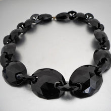 Cargar imagen en el visor de la galería, Victorian Carved Whitby Jet Necklace. - MercyMadge