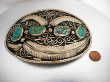 Charger l'image dans la galerie, Huge Native American Silver & Turquoise Trophy Belt Buckle - MercyMadge