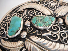 Charger l'image dans la galerie, Huge Native American Silver & Turquoise Trophy Belt Buckle - MercyMadge