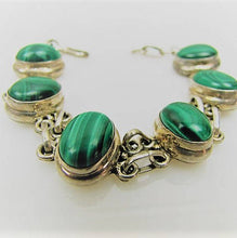 Charger l'image dans la galerie, Vintage Silver Malachite Bracelet, Taxco, Mexico. - MercyMadge