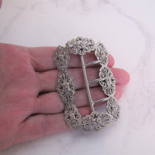 Cargar imagen en el visor de la galería, Victorian Sterling Silver & Gold Belt Buckle - MercyMadge
