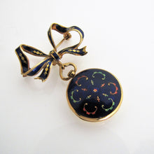 Lade das Bild in den Galerie-Viewer, Vintage 18ct Gold Blue Enamel Locket With Detachable Bow Brooch. - MercyMadge