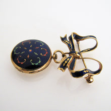 Lade das Bild in den Galerie-Viewer, Vintage 18ct Gold Blue Enamel Locket With Detachable Bow Brooch. - MercyMadge