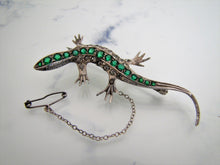 Carica l'immagine nel visualizzatore di Gallery, Antique 935 Silver, Paste Diamond, Emerald, Ruby Lizard Brooch - MercyMadge