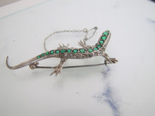 Carica l'immagine nel visualizzatore di Gallery, Antique 935 Silver, Paste Diamond, Emerald, Ruby Lizard Brooch - MercyMadge