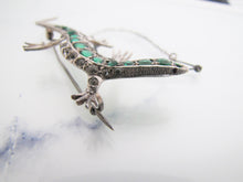 Carica l'immagine nel visualizzatore di Gallery, Antique 935 Silver, Paste Diamond, Emerald, Ruby Lizard Brooch - MercyMadge