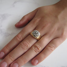 Cargar imagen en el visor de la galería, Mens Vintage 14ct Gold & Diamond Cluster Gypsy Ring - MercyMadge