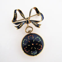 Lade das Bild in den Galerie-Viewer, Vintage 18ct Gold Blue Enamel Locket With Detachable Bow Brooch. - MercyMadge