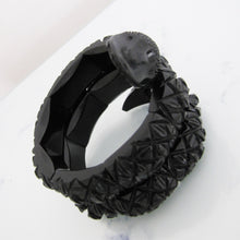 Cargar imagen en el visor de la galería, Victorian Whitby Jet Segmented Snake Bracelet. - MercyMadge