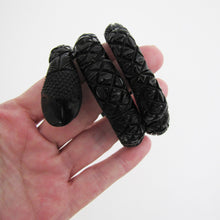 Cargar imagen en el visor de la galería, Victorian Whitby Jet Segmented Snake Bracelet. - MercyMadge