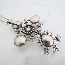 Cargar imagen en el visor de la galería, Georgian Pendant Necklace. 'Croix de Saint Lo' Black Dot Paste Diamond Cross. - MercyMadge