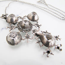 Cargar imagen en el visor de la galería, Georgian Pendant Necklace. 'Croix de Saint Lo' Black Dot Paste Diamond Cross. - MercyMadge