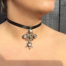 Cargar imagen en el visor de la galería, Georgian Pendant Necklace. 'Croix de Saint Lo' Black Dot Paste Diamond Cross. - MercyMadge