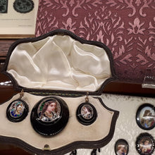 Cargar imagen en el visor de la galería, Antique Whitby Jet Enameled Silver Portrait Pendant/Brooch - MercyMadge