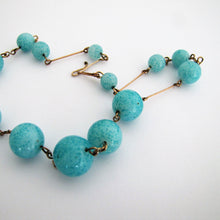 Cargar imagen en el visor de la galería, 1920's Art Deco Czech Glass & Gold Wire Necklet. - MercyMadge