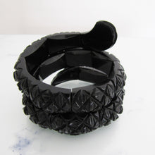 Cargar imagen en el visor de la galería, Victorian Whitby Jet Segmented Snake Bracelet. - MercyMadge