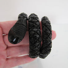 Cargar imagen en el visor de la galería, Victorian Whitby Jet Segmented Snake Bracelet. - MercyMadge