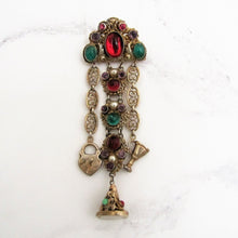 Charger l'image dans la galerie, Antique Austro Hungarian Gold Gilt & Paste Chatelaine Brooch. - MercyMadge