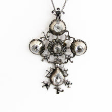 Cargar imagen en el visor de la galería, Georgian Pendant Necklace. 'Croix de Saint Lo' Black Dot Paste Diamond Cross. - MercyMadge