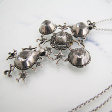 Cargar imagen en el visor de la galería, Georgian Pendant Necklace. 'Croix de Saint Lo' Black Dot Paste Diamond Cross. - MercyMadge