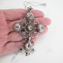 Cargar imagen en el visor de la galería, Georgian Pendant Necklace. 'Croix de Saint Lo' Black Dot Paste Diamond Cross. - MercyMadge