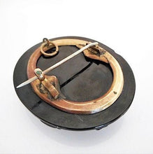 Cargar imagen en el visor de la galería, Antique Whitby Jet Enameled Silver Portrait Pendant/Brooch - MercyMadge