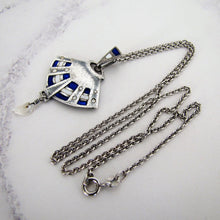 Charger l'image dans la galerie, Art Nouveau Planished Silver Enamel Necklace Pendant, William Hair Haseler For Liberty & Co. - MercyMadge