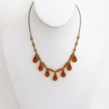 Cargar imagen en el visor de la galería, Antique Art Deco Citrine Necklace, Czechoslovakia - MercyMadge