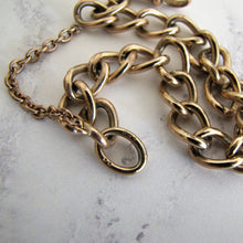 Cargar imagen en el visor de la galería, Antique 9ct Rolled Gold Watch Chain Bracelet. Victorian Curb Chain Bracelet, Dog Clip. - MercyMadge