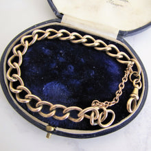 Cargar imagen en el visor de la galería, Antique 9ct Rolled Gold Watch Chain Bracelet. Victorian Curb Chain Bracelet, Dog Clip. - MercyMadge