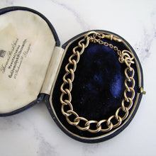 Cargar imagen en el visor de la galería, Antique 9ct Rolled Gold Watch Chain Bracelet. Victorian Curb Chain Bracelet, Dog Clip. - MercyMadge