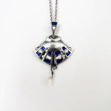 Charger l'image dans la galerie, Art Nouveau Planished Silver Enamel Necklace Pendant, William Hair Haseler For Liberty & Co. - MercyMadge