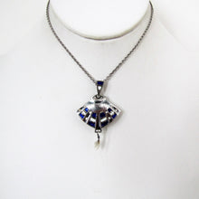 Charger l'image dans la galerie, Art Nouveau Planished Silver Enamel Necklace Pendant, William Hair Haseler For Liberty & Co. - MercyMadge