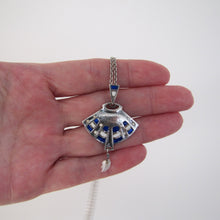 Charger l'image dans la galerie, Art Nouveau Planished Silver Enamel Necklace Pendant, William Hair Haseler For Liberty & Co. - MercyMadge