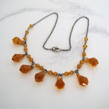 Cargar imagen en el visor de la galería, Antique Art Deco Citrine Necklace, Czechoslovakia - MercyMadge