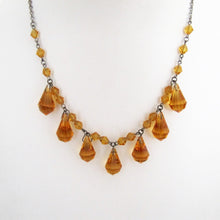 Cargar imagen en el visor de la galería, Antique Art Deco Citrine Necklace, Czechoslovakia - MercyMadge