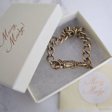 Cargar imagen en el visor de la galería, Antique 9ct Rolled Gold Watch Chain Bracelet. Victorian Curb Chain Bracelet, Dog Clip. - MercyMadge