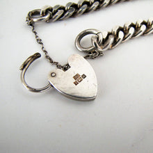 Lade das Bild in den Galerie-Viewer, Vintage Sterling Silver Curb Chain Bracelet, Heart Padlock Clasp. - MercyMadge